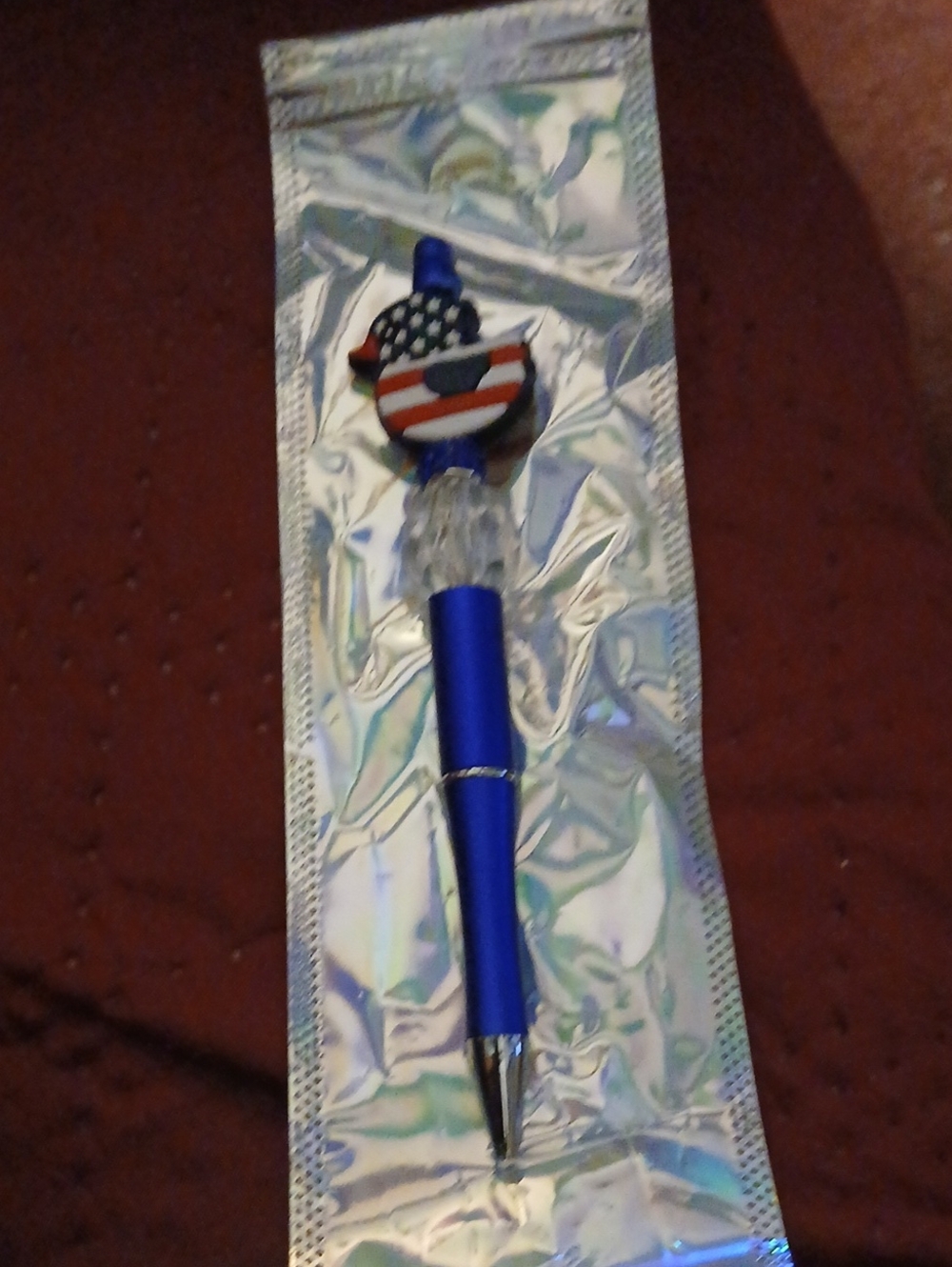 Patriotic Blue Decorative Ballpoint Pen with Flag Topper